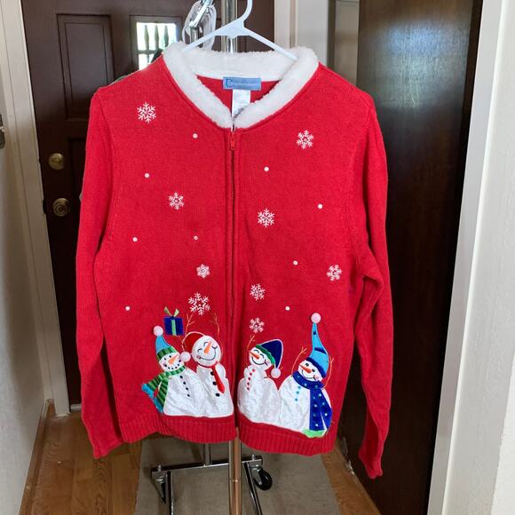 Women's Snowman Christmas Ugly Sweater / Jacket Size L - Picture 9 of 9